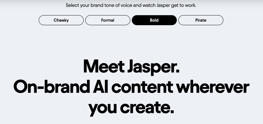 The AI content generator, including for blogs, Jasper