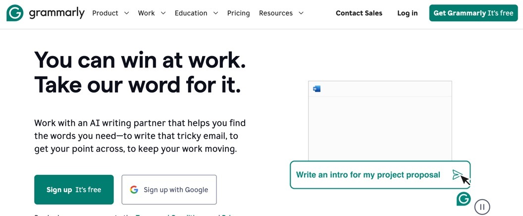 Grammarly uses artificial intelligence to polish your content to high standard