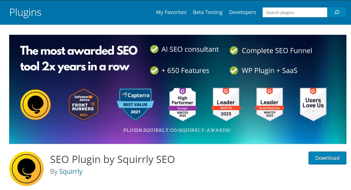 SEO Plugin by Squirrly SEO provides user-friendly interfaces and insights, perfect for both beginners and experts in WordPress
