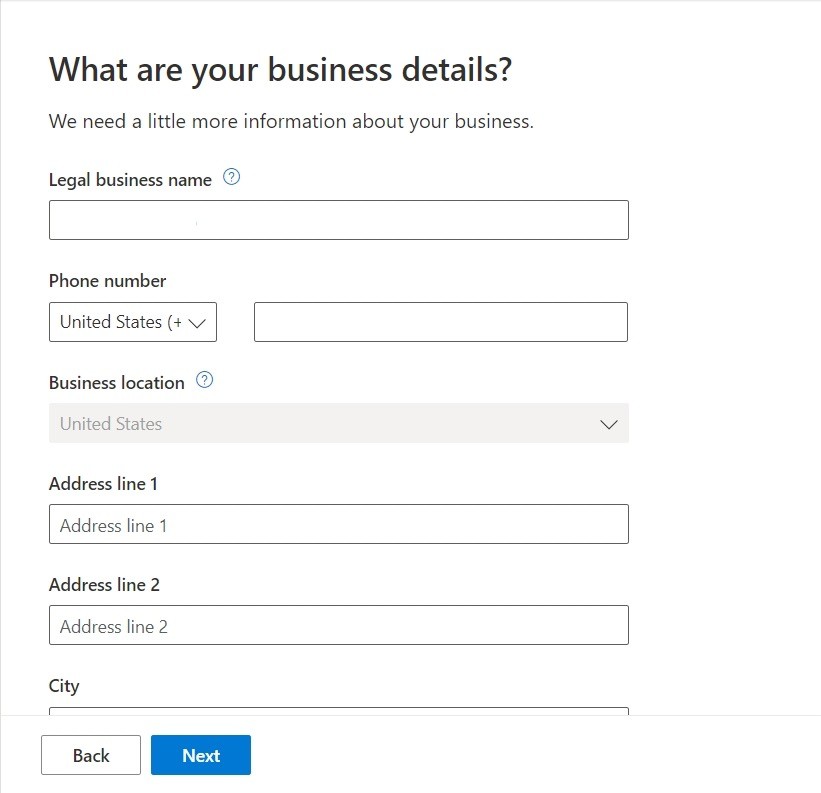 Business details for bing search ads