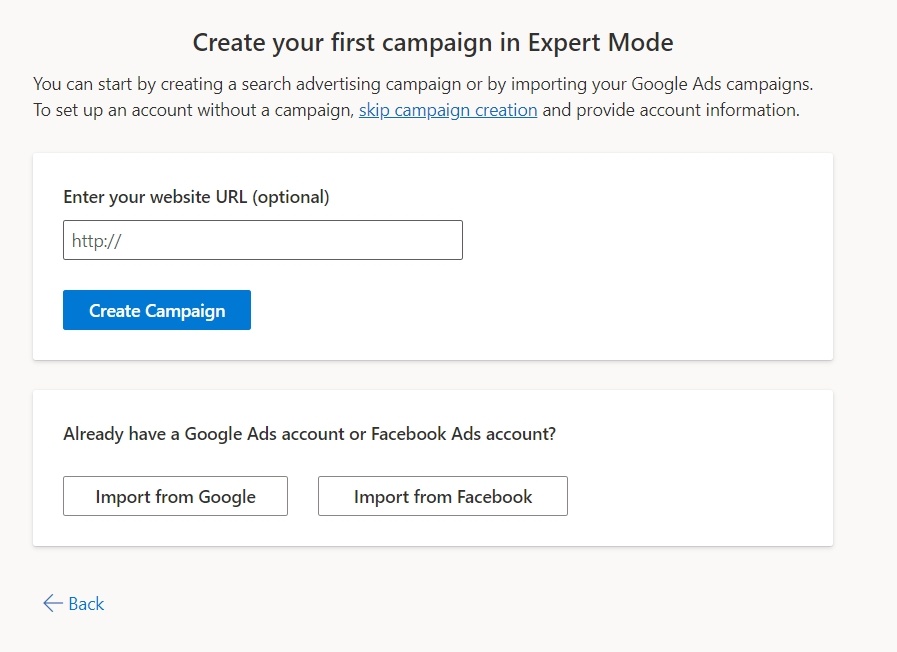 Creating your ad in expert mode