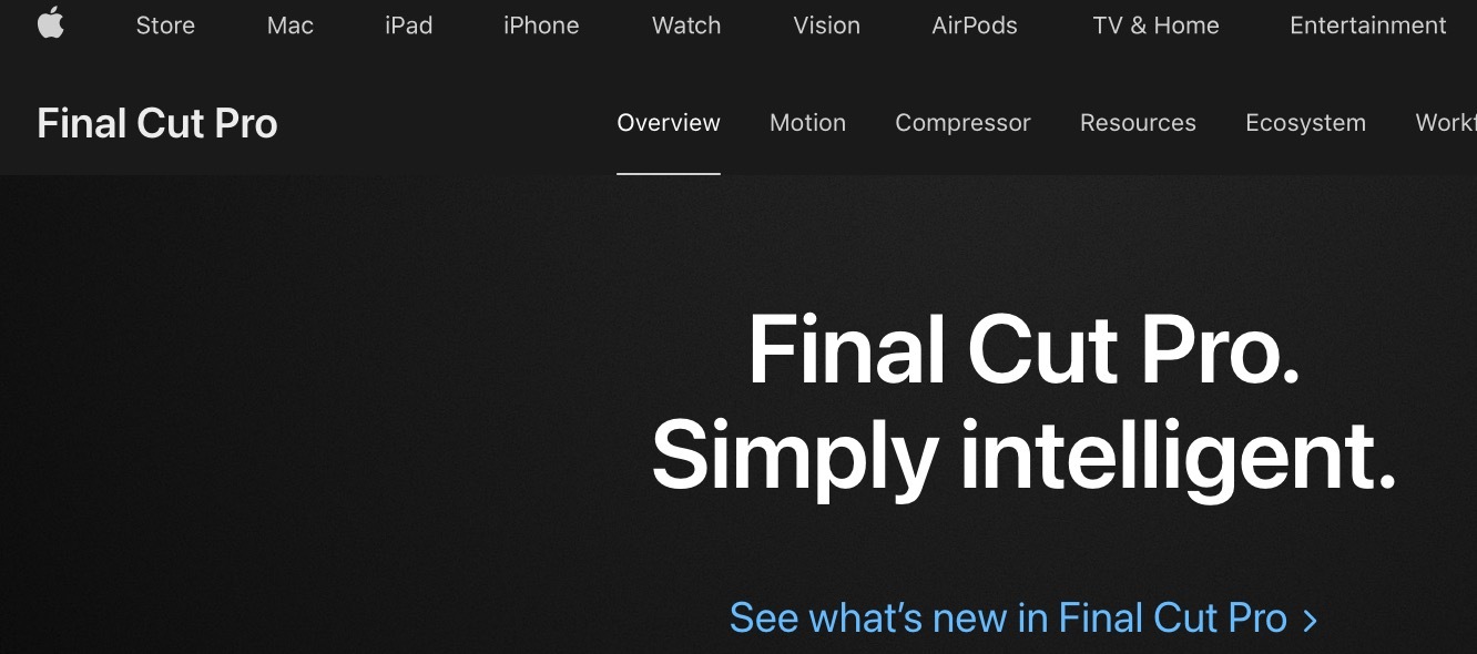 Editing, audio, motion graphics, and other video editing features from Final Cut Pro