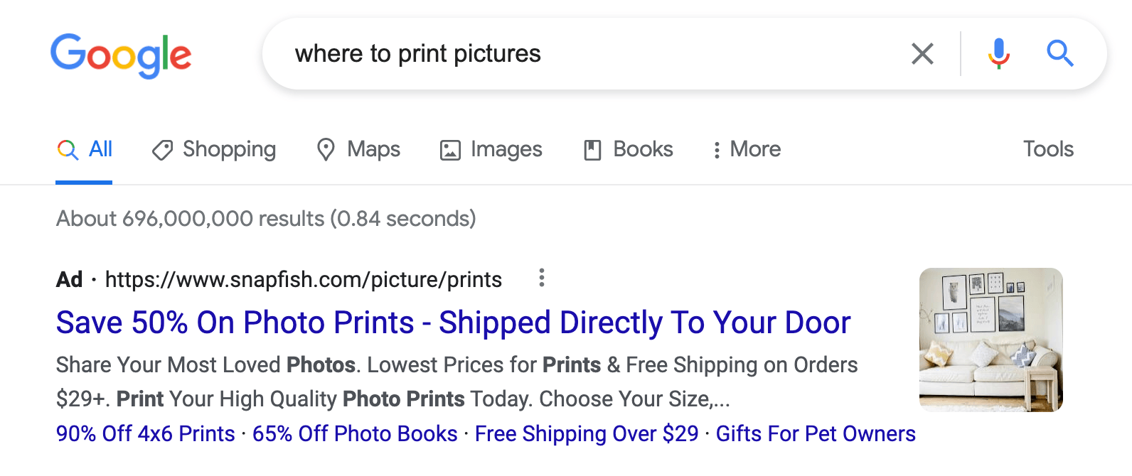 Google Ad example for content strategy