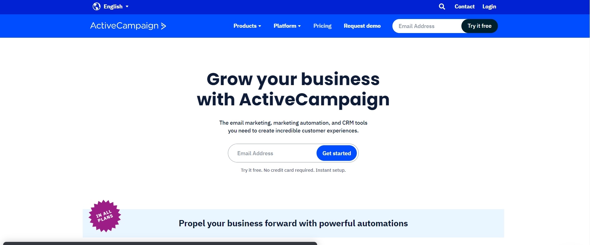 ActiveCampaign’s CRM with automation for email projects and campaigns