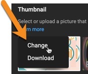 Click the Change option to select a new thumbnail