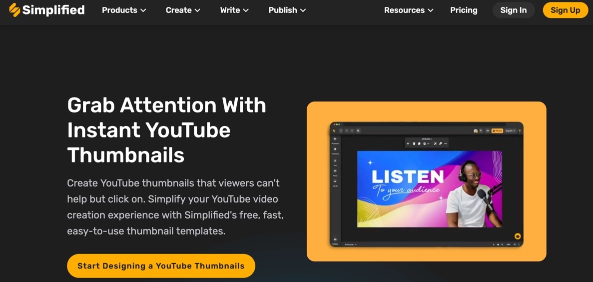 Simplified’s tool for making free YouTube thumbnails