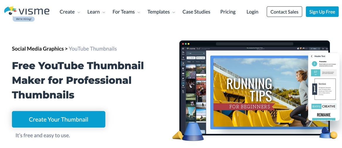 A free YouTube thumbnail maker from Visme