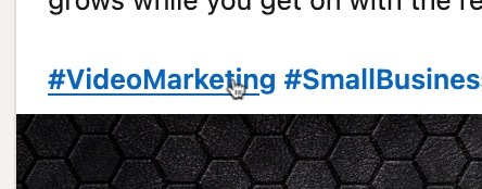 Clicking on a hashtag link