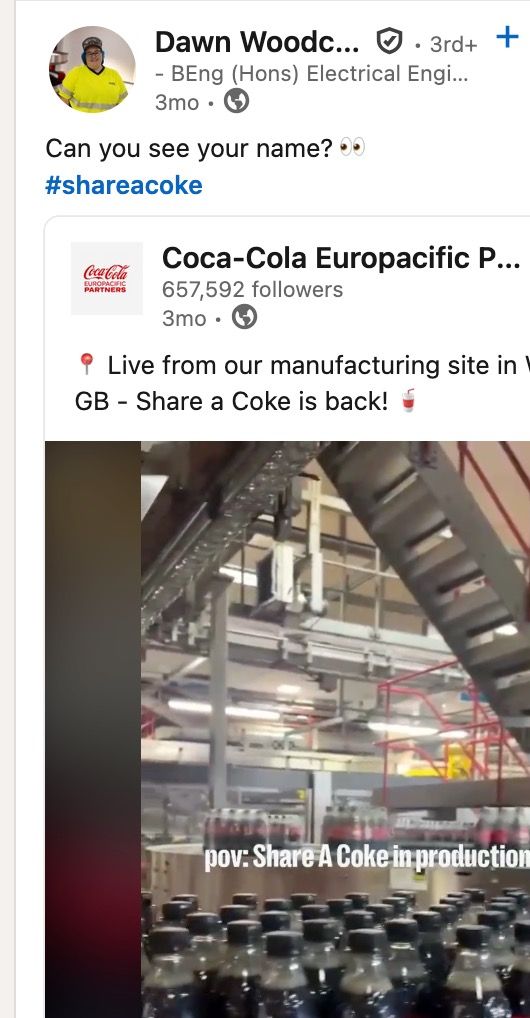 Example #shareacoke campaign from Coca Cola