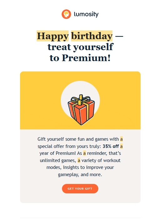 Birthday email promo as part of an email marketing automation strategy