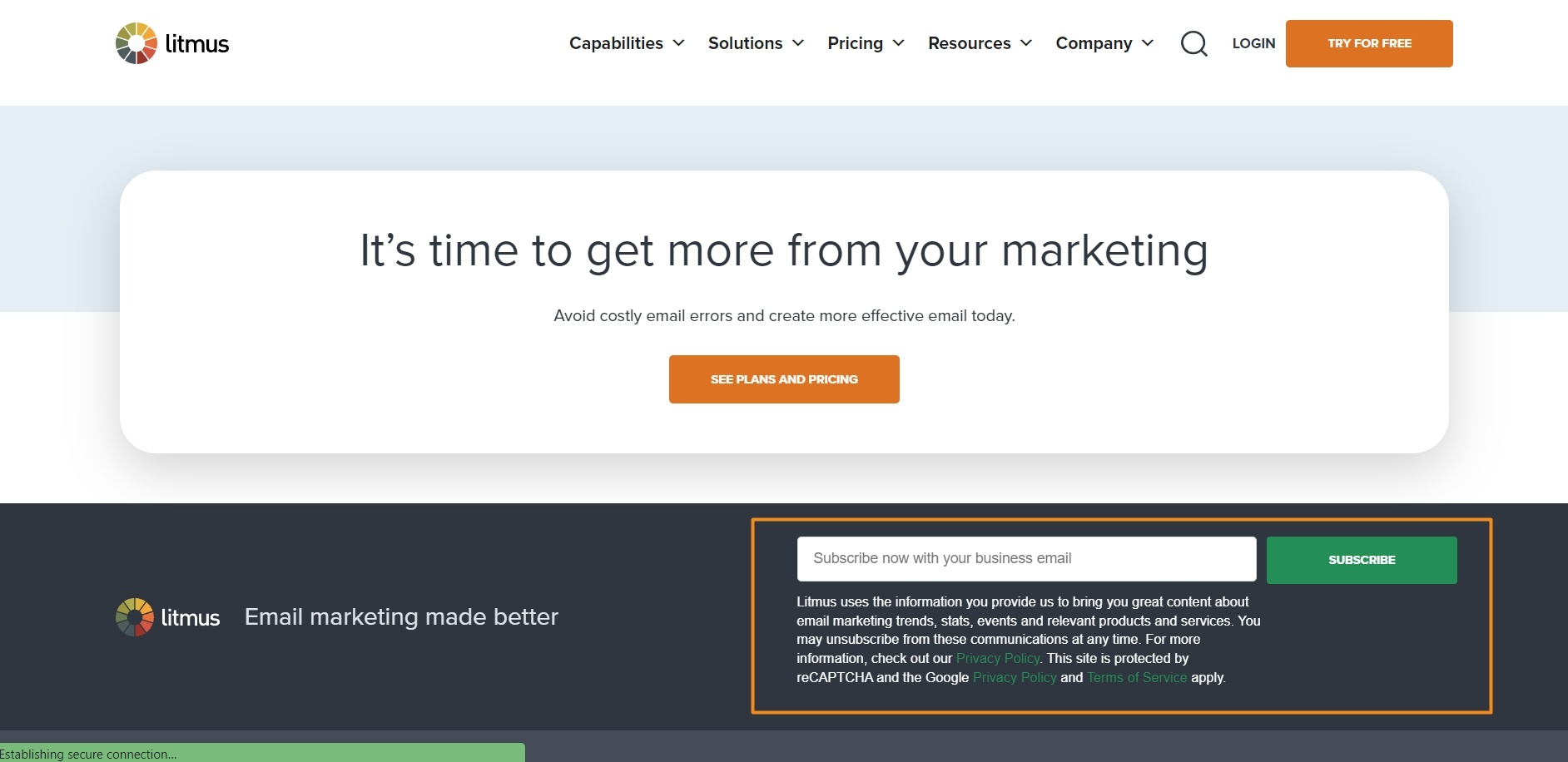 An email sign up example from Litmus