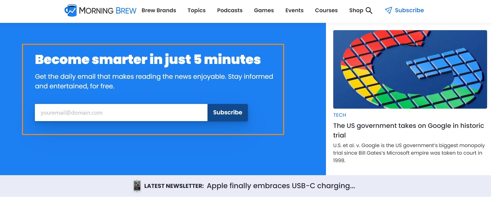 Morning Brew’s email sign up example