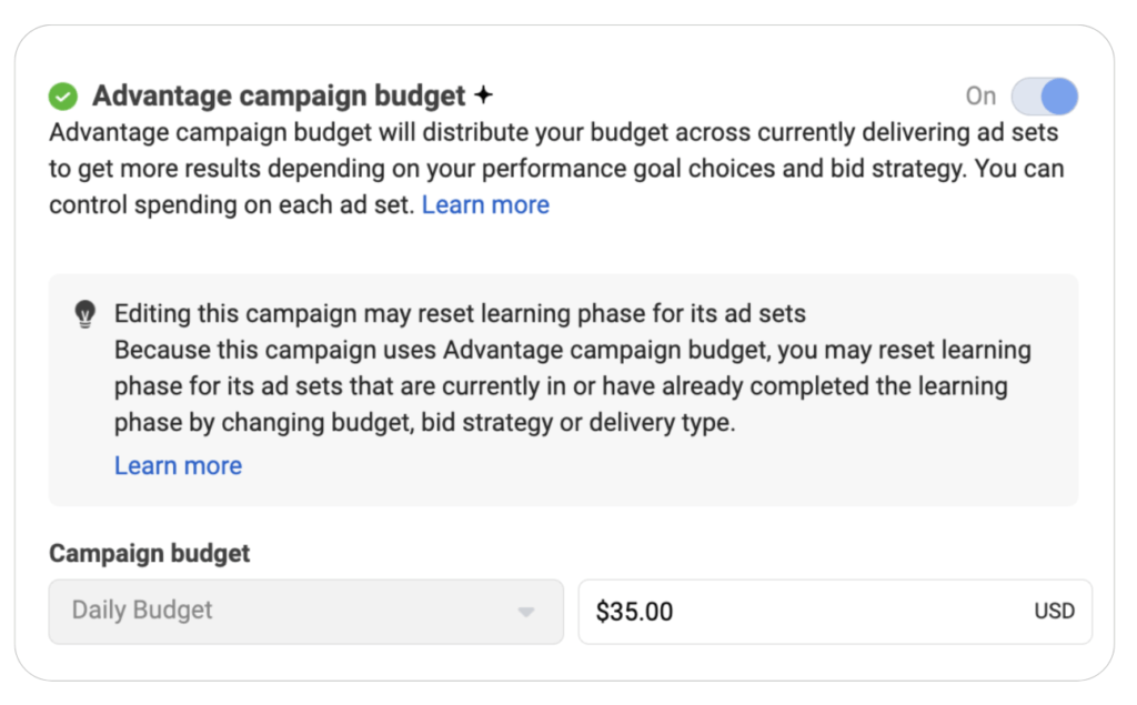 Facebook ad budget allocation