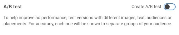 Facebook ads A/B testing