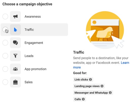 Choose a campaign objective for your small business’s Facebook ads