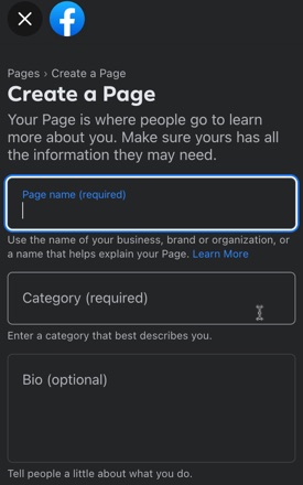 Enter in some brief details about your Facebook Page