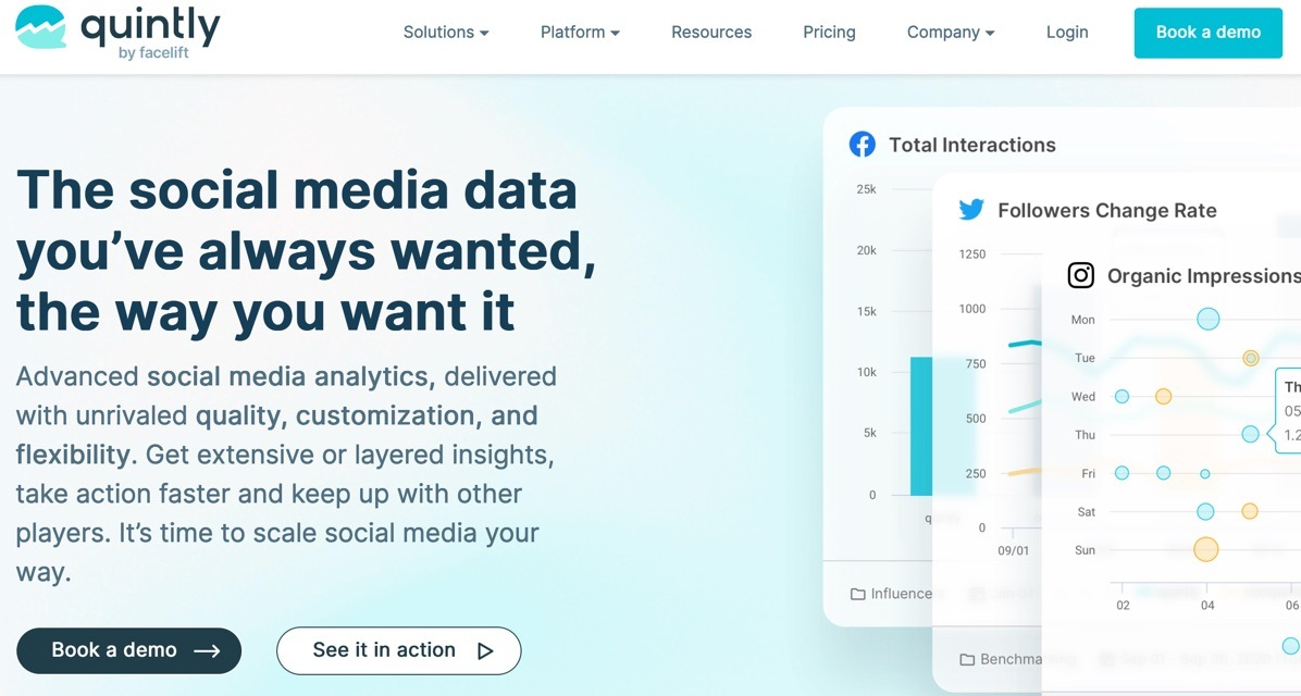 Quintly helps manage social media data, including from Facebook