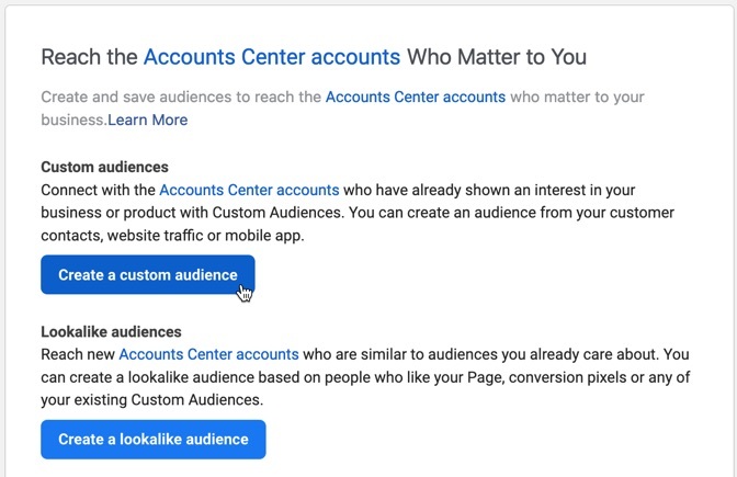 Create and save custom and lookalike audiences via Facebook’s ad manager