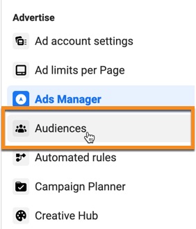 Facebook audience targeting in Meta Ads Manager panel settings