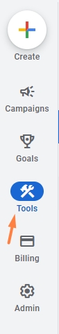 Tools navigation on Google Ads