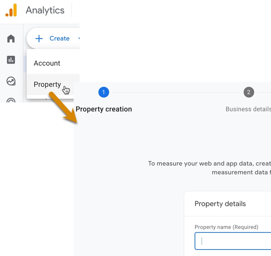 Create a Google Analytics property