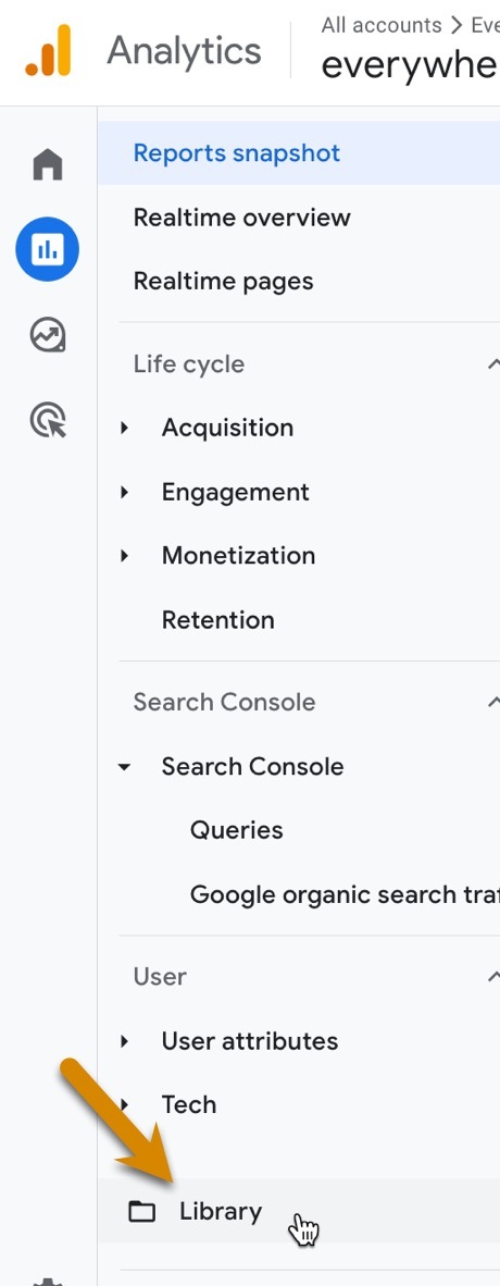 Access the Library for existing report templates