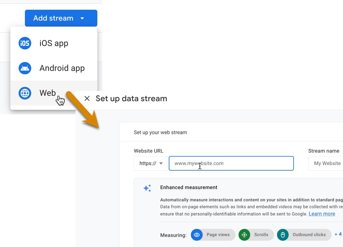 Set up a data stream