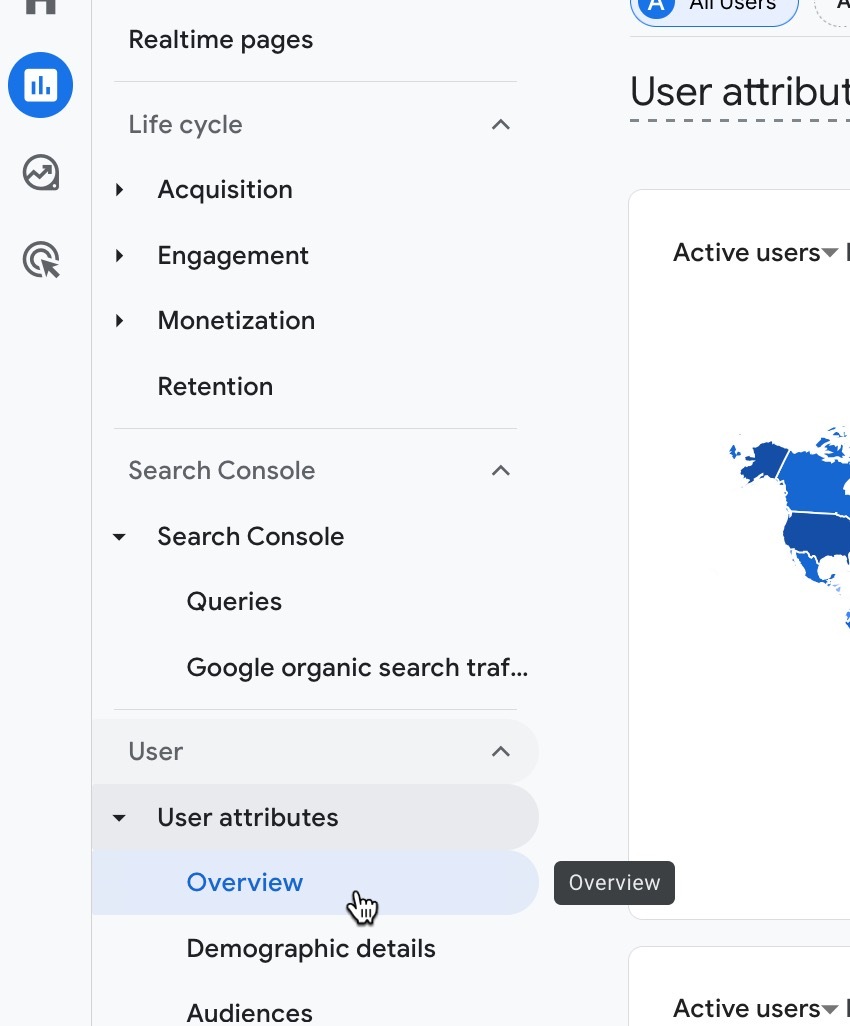 User attributes report in GA4