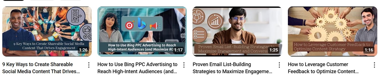Examples of custom thumbnails for YouTube channel