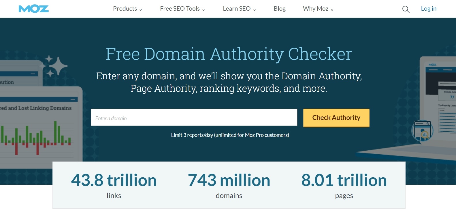Use MOZ’s free domain checker to identify SEO strength and credibility of the blog