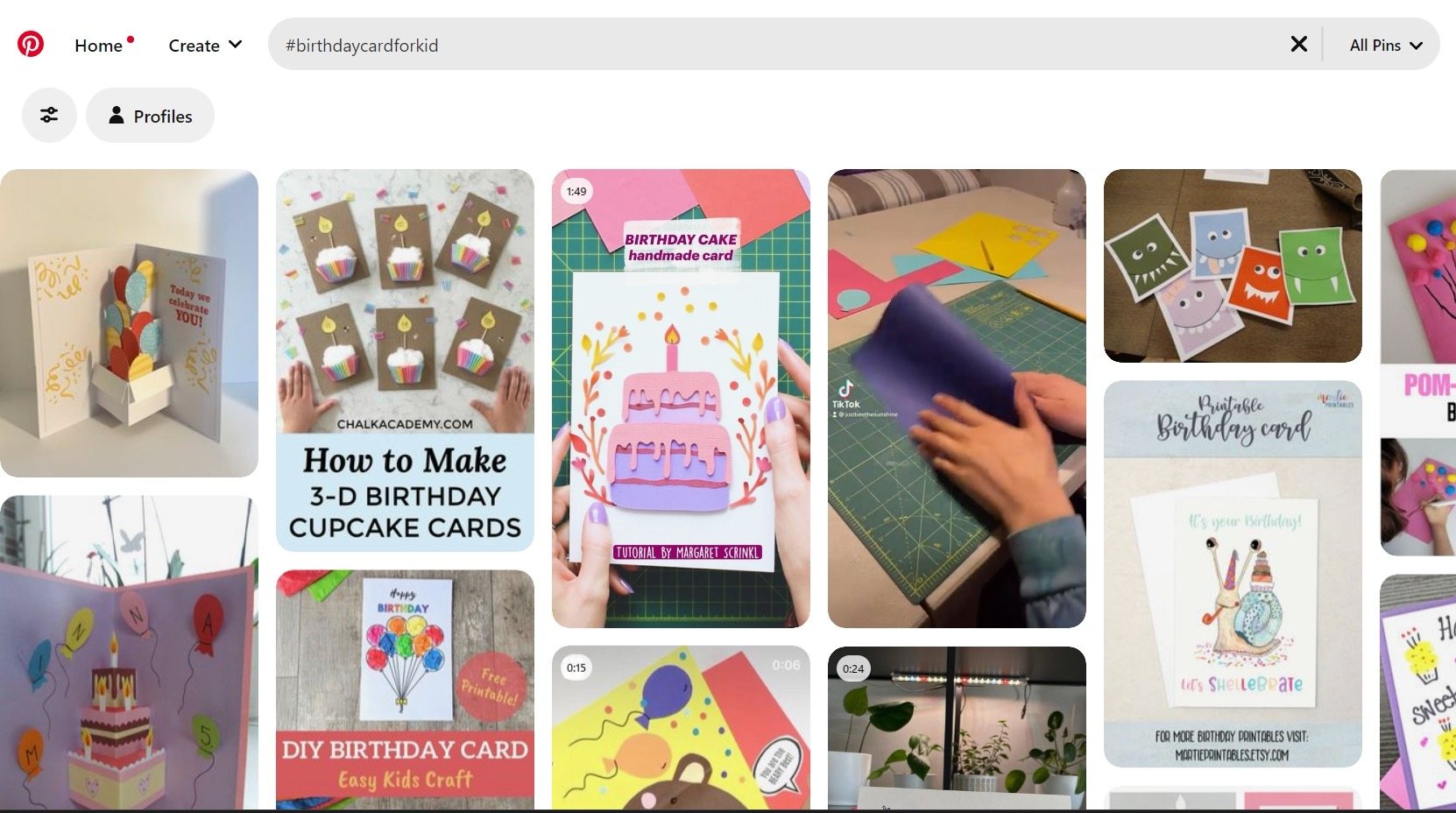 Birthday card cake for kids used as niche hashtag in Pinterest