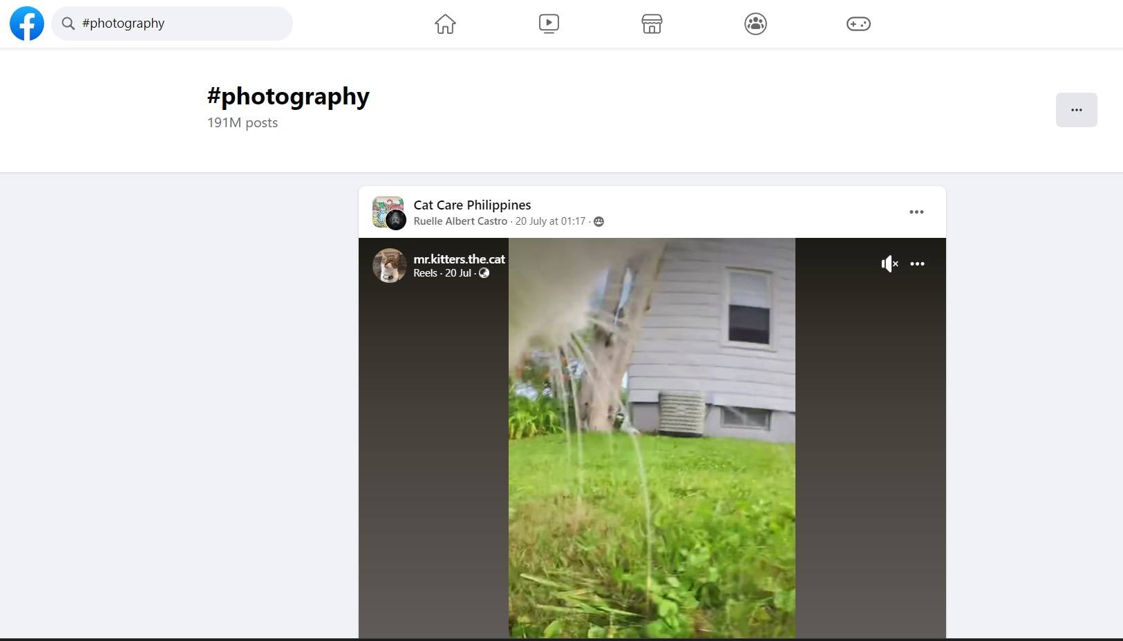Screenshot from Facebook showing photography hashtag on timeline