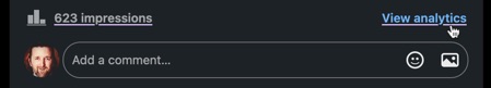 Click to view analytics for your personal posts on LinkedIn