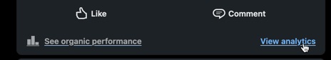 Check your engagement level for different posts on your LinkedIn company page by clicking View analytics beneath a post
