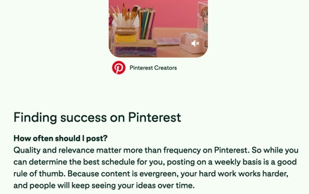 Pinterest’s own advice about how often you should post on the platform