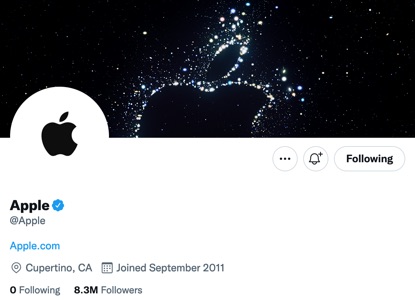 Apple simply pins a single tweet to its profile