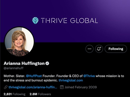 Arianna Huffington usually tweets several times a day