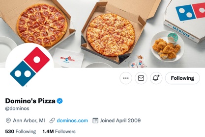 Discover Domino’s tweeting frequency