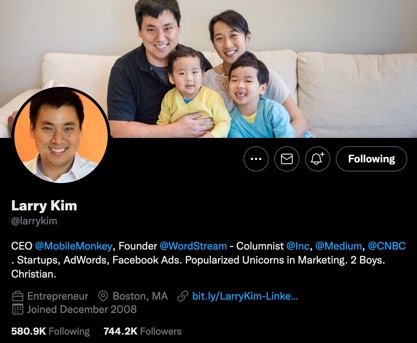 Discover how frequently Larry Kim tweets