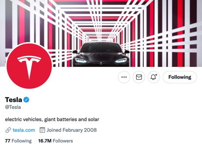Tesla tweets every few days