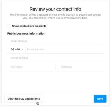Review your contact info on Instagram