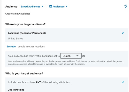 Target an audience who you want to see your paid ad on LinkedIn
