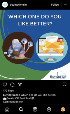 Ask a question example of a business post on Instagram