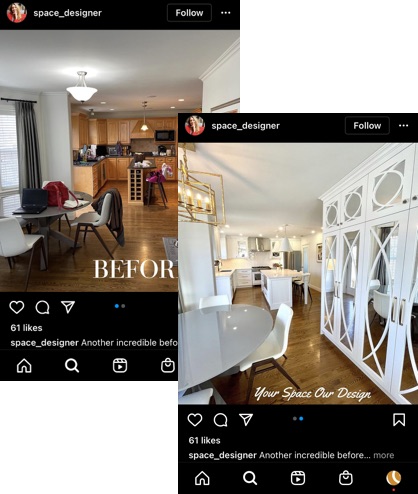 A before and after post from a business on Instagram