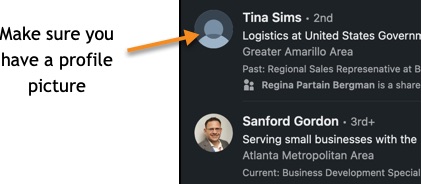 Make sure your LinkedIn personal profile has a photo