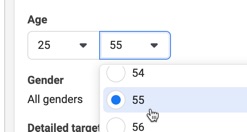 Set the age range for targeting your Facebook ads