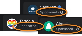 Examples of sponsored ads running on Facebook