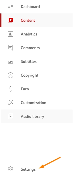 Settings on YouTube Studio, part of learning how to grow your YouTube channel