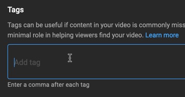 Add tags when adding videos to YouTube