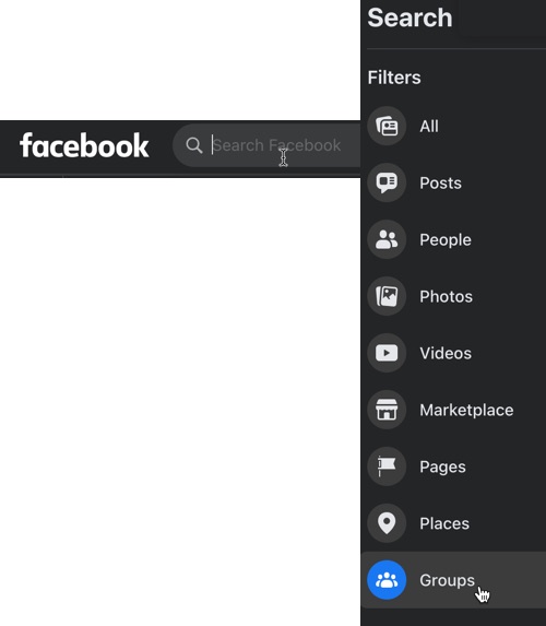 Search for Facebook Groups related to your blog